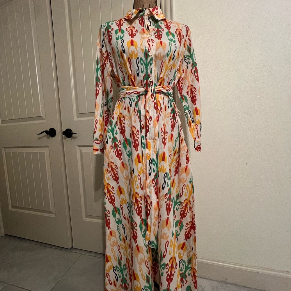 NWOT Zara Vibrant Long Sleeve Maxi Dress
